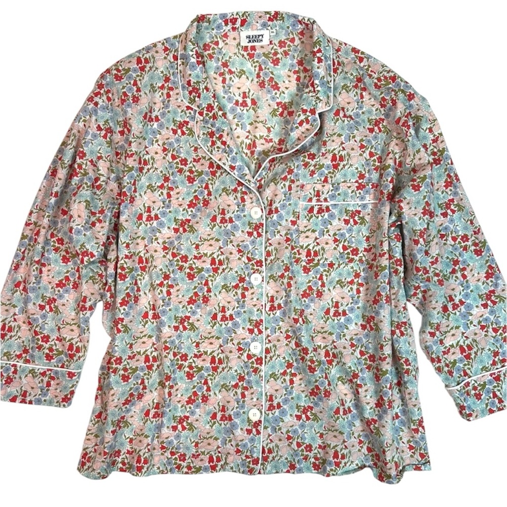 Sleepy Jones Floral Sleep Shirt Button Down Size XL